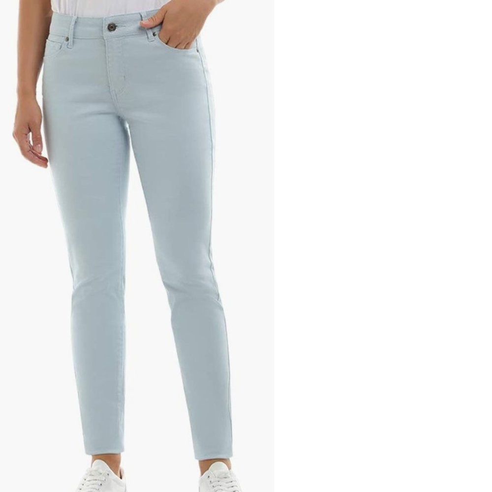 NEW Flying Banana Mid Rise Jeans Skinny Stretch Pull On Light Blue Womens 16